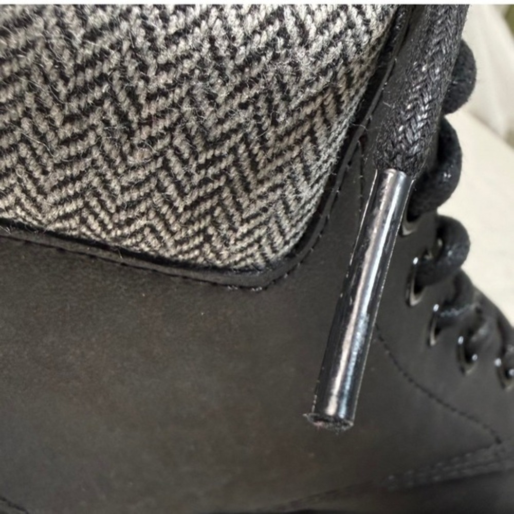 Dr. Martens Maelly Black Leather Herringbone Boots Dark‎ Academia Grunge Size 6 - Picture 8 of 15